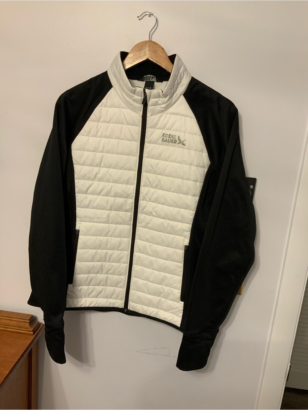 Eddie Bauer Black & White Quilted Hybrid Jacket